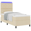 Box spring seng med LED-lysstrimler Creme 90 x 190 cm Stof