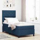 Box spring seng med LED-lysstrimler Blå 90 x 190 cm Stof