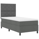 Box spring seng med LED-lysstrimler Mørkegrå 90 x 200 cm Stof