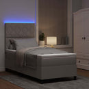 Box spring seng med LED-lysstrimler Gråbrun 90 x 200 cm Stof