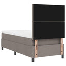 Box spring seng med LED-lysstrimler Gråbrun 90 x 200 cm Stof