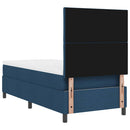 Box spring seng med LED-lysstrimler Blå 90 x 200 cm Stof