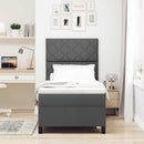 Box spring seng med LED-lysstrimler Mørkegrå 100 x 200 cm Stof