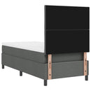 Box spring seng med LED-lysstrimler Mørkegrå 100 x 200 cm Stof