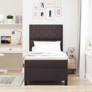 Box spring seng med madras med LED Mørkebrun 100 x 200 cm Stof