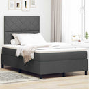 Box spring seng med LED-lysstrimler Mørkegrå 120 x 190 cm Stof