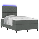 Box spring seng med LED-lysstrimler Mørkegrå 120 x 190 cm Stof