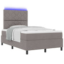 Box spring seng med LED-lysstrimler Gråbrun 120 x 190 cm Stof