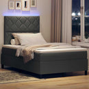 Box spring seng med LED-lysstrimler Mørkegrå 120 x 200 cm Stof
