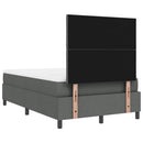 Box spring seng med LED-lysstrimler Mørkegrå 120 x 200 cm Stof