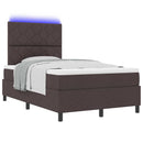 Box spring seng med madras med LED Mørkebrun 120 x 200 cm Stof