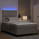 Box spring seng med LED-lysstrimler Gråbrun 120 x 200 cm Stof