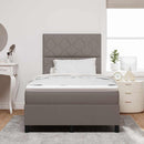 Box spring seng med LED-lysstrimler Gråbrun 120 x 200 cm Stof