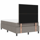 Box spring seng med LED-lysstrimler Gråbrun 120 x 200 cm Stof