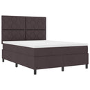 Box spring seng med LED-lysstrimler Mørkebrun 140 x 190 cm Stof