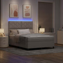 Box spring seng med LED-lysstrimler Gråbrun 140 x 190 cm Stof