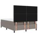 Box spring seng med LED-lysstrimler Gråbrun 140 x 190 cm Stof