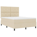 Box spring seng med LED-lysstrimler Creme 140 x 190 cm Stof