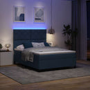 Box spring seng med LED-lysstrimler Blå 140 x 190 cm Stof