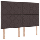 Box spring seng med LED-lysstrimler Mørkebrun 140 x 200 cm Stof