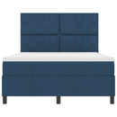 Box spring seng med LED-lysstrimler Blå 140 x 200 cm Stof