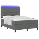 Box spring seng med LED-lysstrimler Mørkegrå 160 x 200 cm Stof