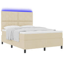 Box spring seng med LED-lysstrimler Creme 160 x 200 cm Stof