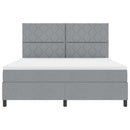 Box spring seng med LED-lysstrimler Lysegrå 180 x 200 cm Stof