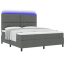 Box spring seng med LED-lysstrimler Mørkegrå 180 x 200 cm Stof