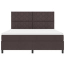 Box spring seng med LED-lysstrimler Mørkebrun 180 x 200 cm Stof