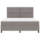 Box spring seng med LED-lysstrimler Gråbrun 180 x 200 cm Stof