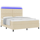 Box spring seng med LED-lysstrimler Creme 180 x 200 cm Stof