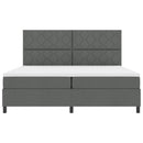 Box spring seng med LED-lysstrimler Mørkegrå 200 x 200 cm Stof
