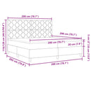 Box spring seng med LED-lysstrimler Mørkegrå 200 x 200 cm Stof