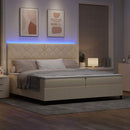 Box spring seng med madras med LED Creme 200 x 200 cm Stof