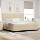 Box spring seng med madras med LED Creme 200 x 200 cm Stof