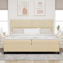 Box spring seng med madras med LED Creme 200 x 200 cm Stof