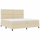 Box spring seng med madras med LED Creme 200 x 200 cm Stof