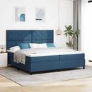 Box spring seng med madras med LED Blå 200 x 200 cm Stof