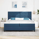 Box spring seng med madras med LED Blå 200 x 200 cm Stof