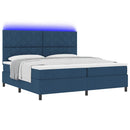 Box spring seng med madras med LED Blå 200 x 200 cm Stof