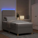 LED Box Spring Bed med hovedgærde Gråbrun 80 x 200 cm Stof