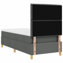 LED Box Spring Bed med madras Mørkegrå 90 x 200 cm Stof
