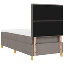 LED Box Spring Bed med hovedgærde Gråbrun 90 x 200 cm Stof