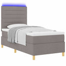 LED Box Spring Bed med hovedgærde Gråbrun 90 x 200 cm Stof