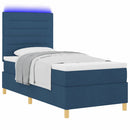 LED Box Spring Bed med madras Blå 90 x 200 cm Stof