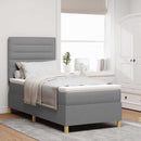 LED Box Spring Bed med madras Lysegrå 100 x 200 cm Stof
