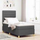 LED Box Spring Bed med madras Mørkegrå 100 x 200 cm Stof