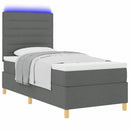 LED Box Spring Bed med madras Mørkegrå 100 x 200 cm Stof