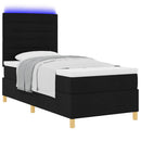 LED Box Spring Bed med madras Sort 100 x 200 cm Stof